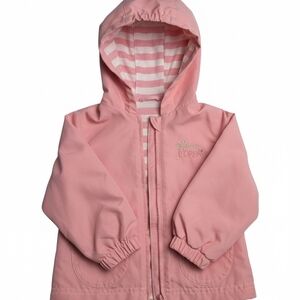 Y2K OshKosh Reversible Zip Jacket 12M Pink Floral Candy Stripe